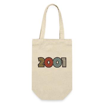 2001 Retro Jahrgang - Geschenkbeutel für Flaschen - Natur - Vorne