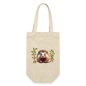 Christmas Festive Hedgehog - Gift Bag for Bottles - nature - Front