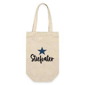 Stiefvater Stiefpapa Stief Papa Vater Dad - Geschenkbeutel für Flaschen - Natur - Vorne
