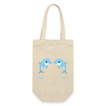 Two baby blue twin dolphins jumping - Gift Bag for Bottles - nature - Front