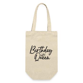 Birthday Queen, Geburtstagsshirt, Queen - Geschenkbeutel für Flaschen - Natur - Vorne