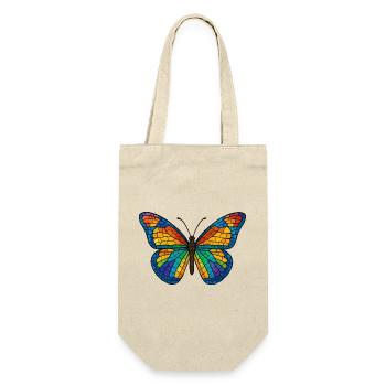 Bunter Mosaik-Schmetterling - Geschenkbeutel für Flaschen - Natur - Vorne