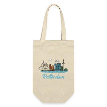 Stadtsilhouette von Rotterdam im Dockland-Stil - Geschenkbeutel für Flaschen - Natur - Vorne