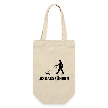.EXE ausführen – Lustiges Informatiker Shirt - Geschenkbeutel für Flaschen - Natur - Vorne