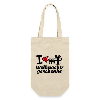 I Love Weihnachtsgeschenke  - Geschenkbeutel für Flaschen - Natur - Vorne