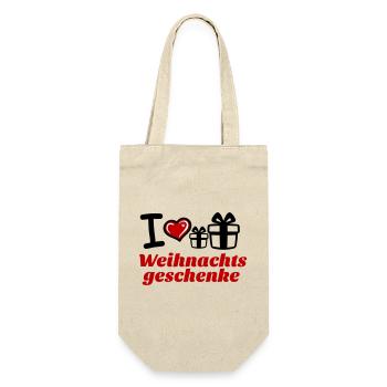I Love Weihnachtsgeschenke  - Geschenkbeutel für Flaschen - Natur - Vorne