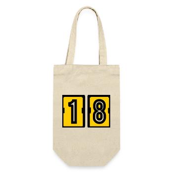 18. 18 JAHRE ALT. 18-JÄHRIGES JUBILÄUM. 18. GEBURTSTAG. - Geschenkbeutel für Flaschen - Natur - Vorne
