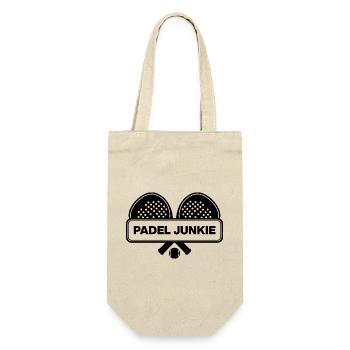 Padel Junkie, Racket Süchtiger! Smash it - Geschenkbeutel für Flaschen - Natur - Vorne