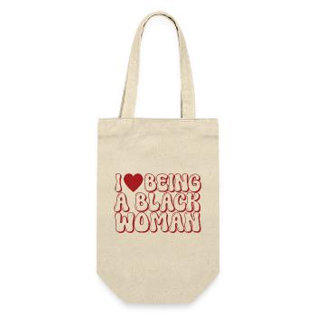 Motif de lettre bulle de femme noire fière - Sac à bouteille - nature - Devant