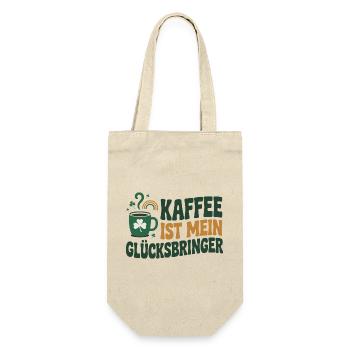 Kaffee ist mein Glücksbringer - Geschenkbeutel für Flaschen - Natur - Vorne