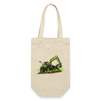  St Patricks Day Excavator Digger Construction - Gift Bag for Bottles - nature - Front