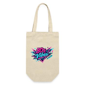 80s Vibes Neon Retro - Geschenkbeutel für Flaschen - Natur - Vorne