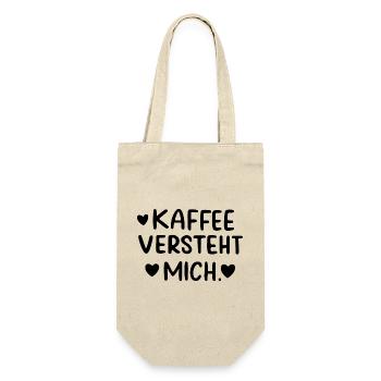 Kaffee Versteht Mich Morgenmuffel Koffeinjunkie - Geschenkbeutel für Flaschen - Natur - Vorne