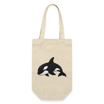 Orca Cartoon Schwarzweiß Stil - Geschenkbeutel für Flaschen - Natur - Vorne