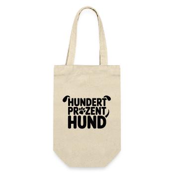Hundertprozent Hund Typo Pfoten - Geschenkbeutel für Flaschen - Natur - Vorne