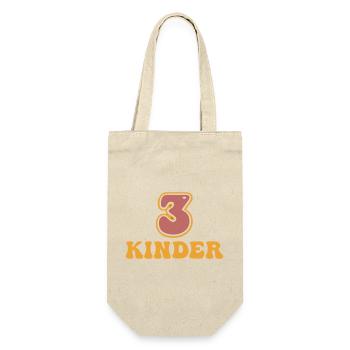3 Kids Mom Dad Parents of Three Retro - Gift Bag for Bottles - nature - Front