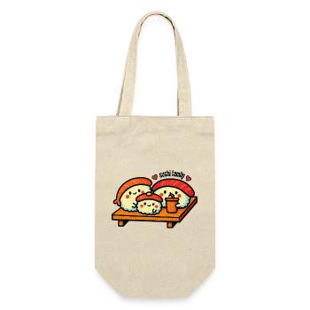 Sushi Familie - Geschenkbeutel für Flaschen - Natur - Vorne