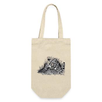 Kämpfende Tiger - Geschenkbeutel für Flaschen - Natur - Vorne