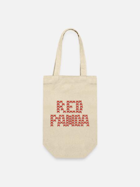 Cartoon-Rotpanda-Typografie - Geschenkbeutel für Flaschen - Natur