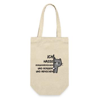 ICH HASSE MORGENMENSCHEN UND MORGEN UND MENSCHEN - Geschenkbeutel für Flaschen - Natur - Vorne