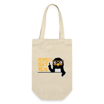 Perfect isn't real Perfekt Gibt Es Nicht Pinguin - Geschenkbeutel für Flaschen - Natur - Vorne