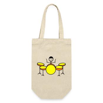 Trommel Drumset Drummer - Geschenkbeutel für Flaschen - Natur - Vorne