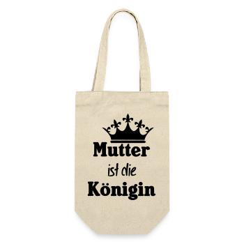 Mutter Königin Mama Muttertag Familie Geschenk - Geschenkbeutel für Flaschen - Natur - Vorne