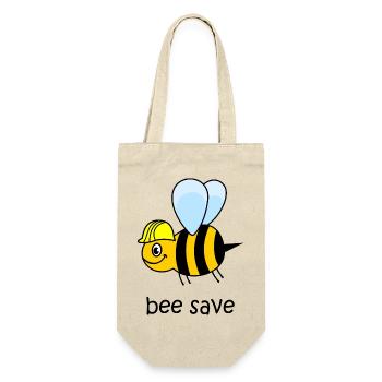 bee save, bee with helmet, funny bee, bee - Gift Bag for Bottles - nature - Front