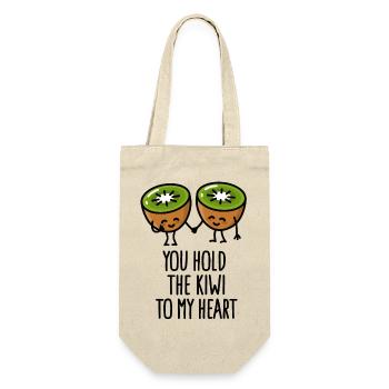 You hold the kiwi to my heart Kawaii mignonne coup - Sac à bouteille - nature - Devant
