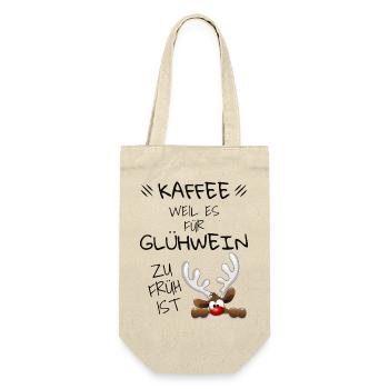 Kaffee Glühwein Spruch Lustiges Design - Geschenkbeutel für Flaschen - Natur - Vorne