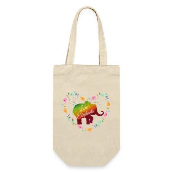 Regenbogen Elefanten Herzdesign - Geschenkbeutel für Flaschen - Natur - Vorne