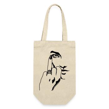 Lustige Mittelfinger Ehering Verlobung Geschenk - Geschenkbeutel für Flaschen - Natur - Vorne