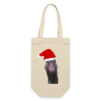 Oie de Noël - oie avec chapeau de Noël - Sac à bouteille - nature - Devant
