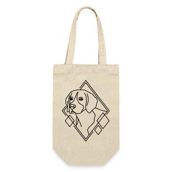 Beagle in geometrischer Form - Line-Art-Design - Geschenkbeutel für Flaschen - Natur - Vorne