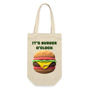 IT‘S BURGER O‘CLOCK - Geschenkbeutel für Flaschen - Natur - Vorne