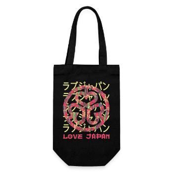 Emblem Japanisches Symbol Wappen Wort Kanji Liebe - Geschenkbeutel für Flaschen - Schwarz - Vorne
