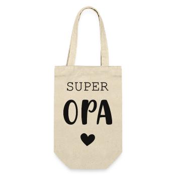 Super Opa mit Herz - Geschenkbeutel für Flaschen - Natur - Vorne