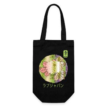 Japanische Vintage Floral Chrysantheme Glück - Geschenkbeutel für Flaschen - Schwarz - Vorne