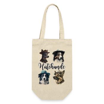 Hütehunde Hirtenhunde | Lustige Hunde mit Hüten - Geschenkbeutel für Flaschen - Natur - Vorne