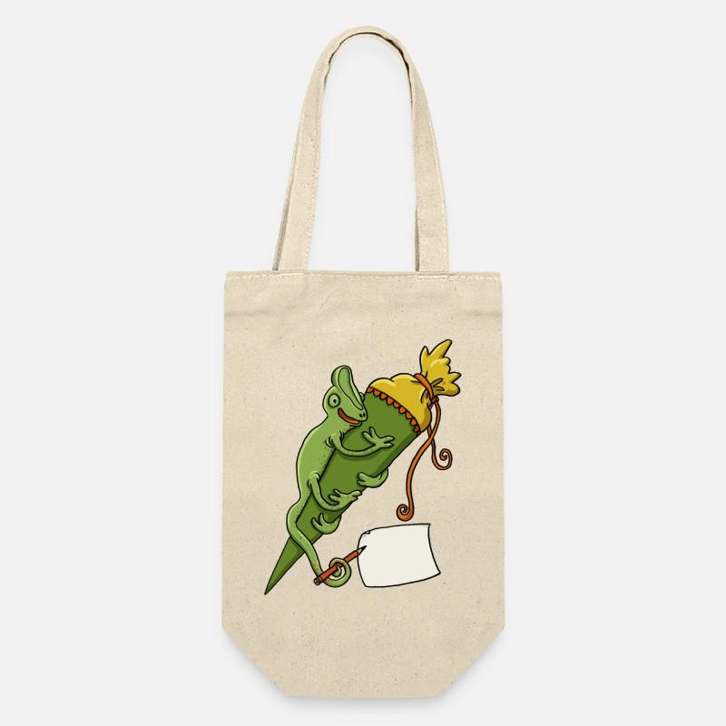 Caméléon avec cône d’école et bout de papier - Sac à bouteille - nature