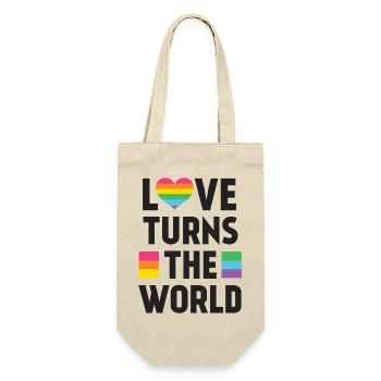 Pride Month LGBT - Liebe dreht die Welt - Geschenkbeutel für Flaschen - Natur - Vorne