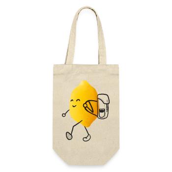 Wander-Zitrus - Zitrone auf Abenteuerreise - Geschenkbeutel für Flaschen - Natur - Vorne