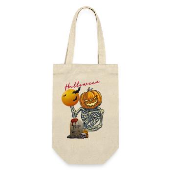 Kürbis Skelett Halloween Design - Geschenkbeutel für Flaschen - Natur - Vorne
