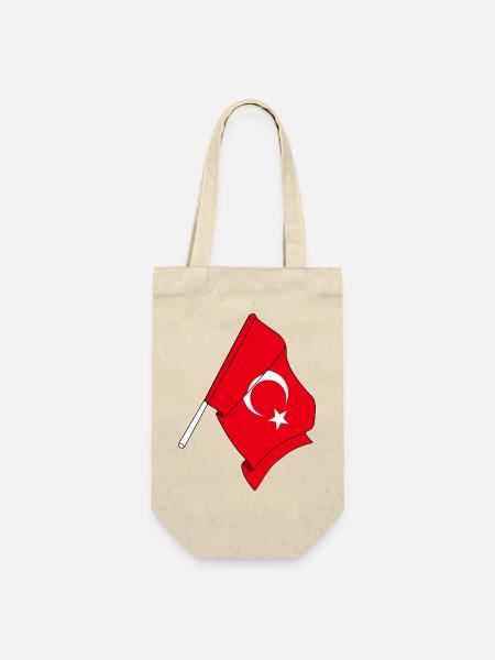 Flagge Türkei - Geschenkbeutel für Flaschen - Natur