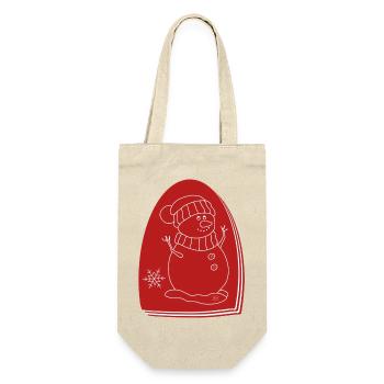 "Snowman", boho line art design, series "Xmas" - Gift Bag for Bottles - nature - Front