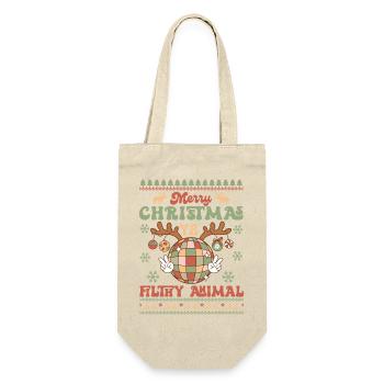 Hässlicher Weihnachtspullover - Geschenkbeutel für Flaschen - Natur - Vorne