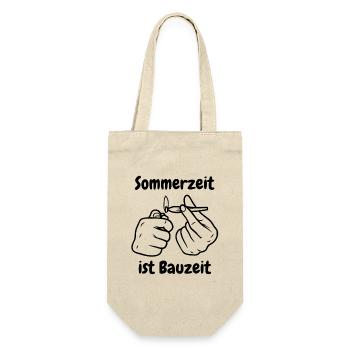 Sommerzeit ist Bauzeit - Geschenkbeutel für Flaschen - Natur - Vorne