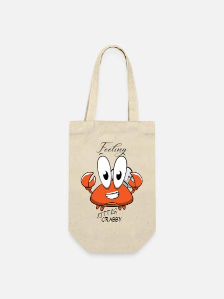 Verspieltes Cartoon-Krabben-Design für Kinderbekleidung - Geschenkbeutel für Flaschen - Natur