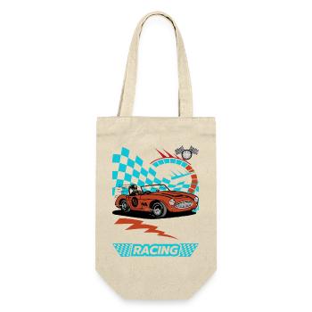Oldtimer Rennwagen Flitzer Illustration - Geschenkbeutel für Flaschen - Natur - Vorne