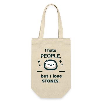 I hate people, but I like stones. - Geschenkbeutel für Flaschen - Natur - Vorne